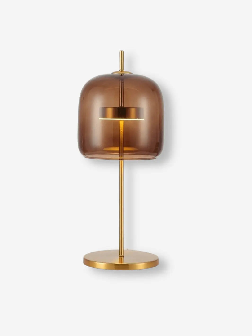 lampe de chevet en verre avec abat jour couleur marron fumee vintage