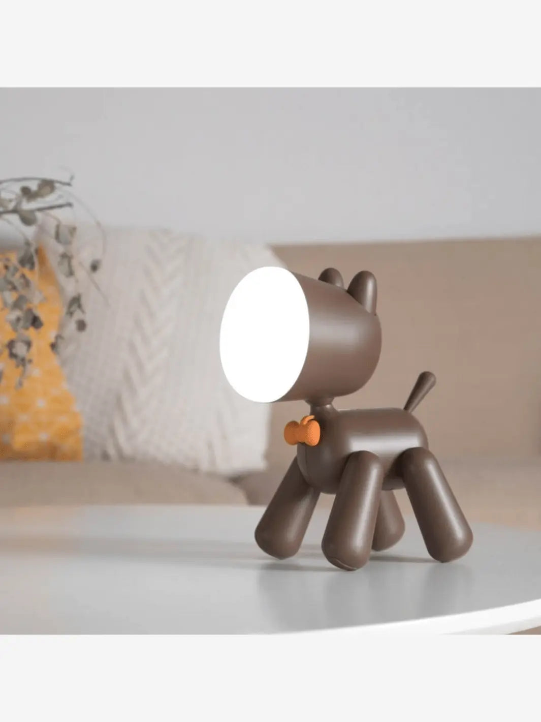 lampe de chevet pour enfant en forme de chien mignon qui porte un noeud papillon