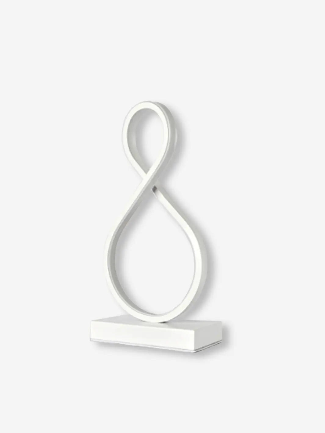 Lampe de chevet LED design original et moderne formant un huit de couleur blanche
