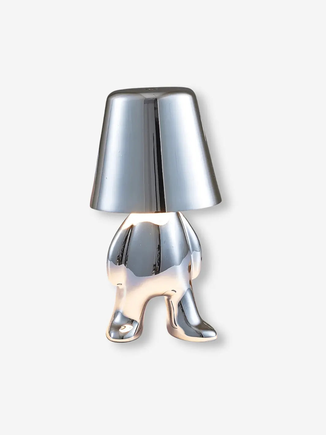 lampe de chevet metal portable sans fil position debout couleur argent mignon ludique