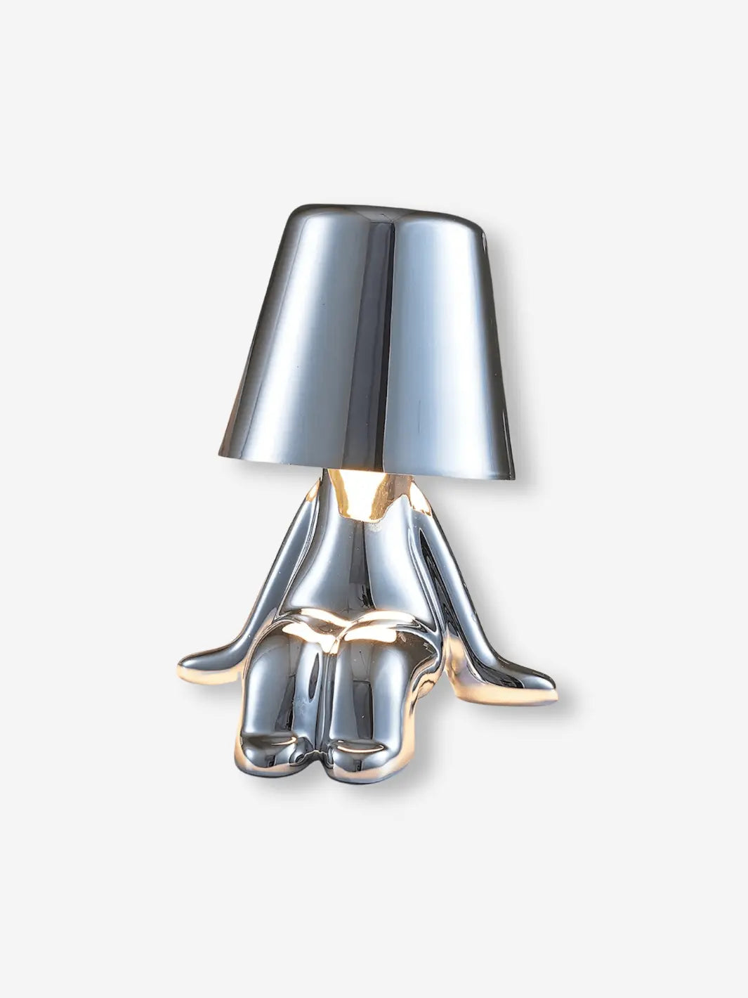 lampe de chevet metal portable sans fil position assis couleur argent