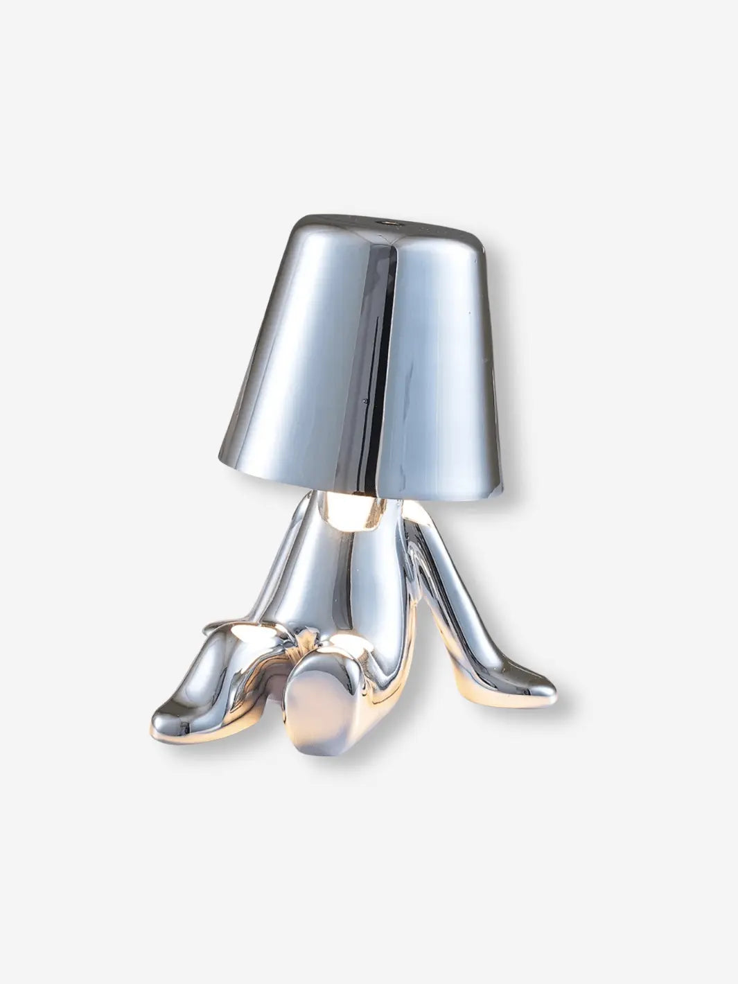 lampe de chevet metal sans fil portable ludique position assis couleur argent