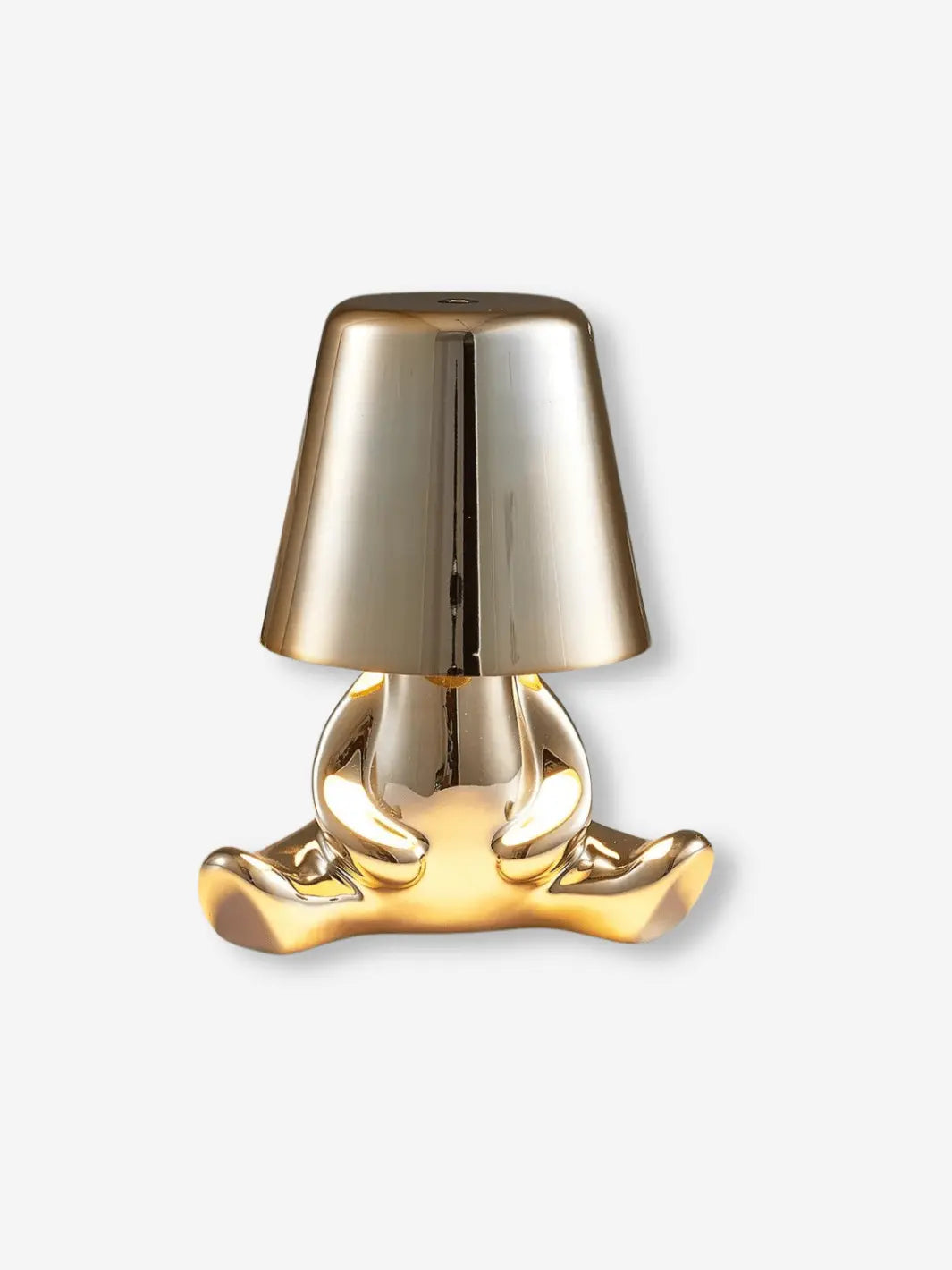 lampe de chevet metal portable sans fil position assis couleur or mignon ludique