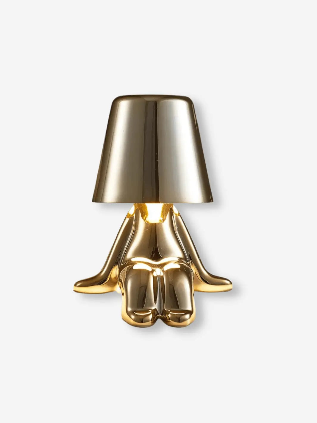lampe de chevet metal portable sans fil position assis couleur or mignon ludique