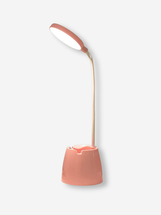 Lampe de Chevet USB - Porte-Stylo Rose Pastel