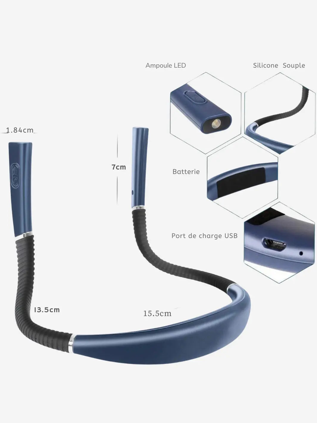 lampe de lecture usb sans fil qui se place autour du cou