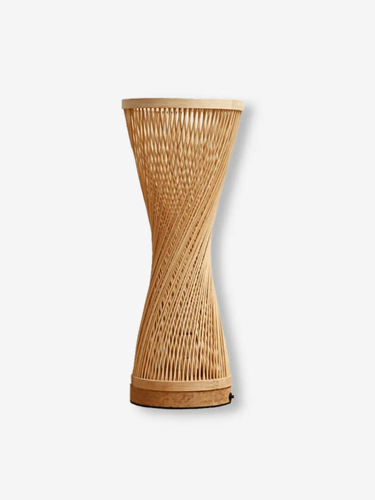 lampe de chevet en bambou representant un sablier