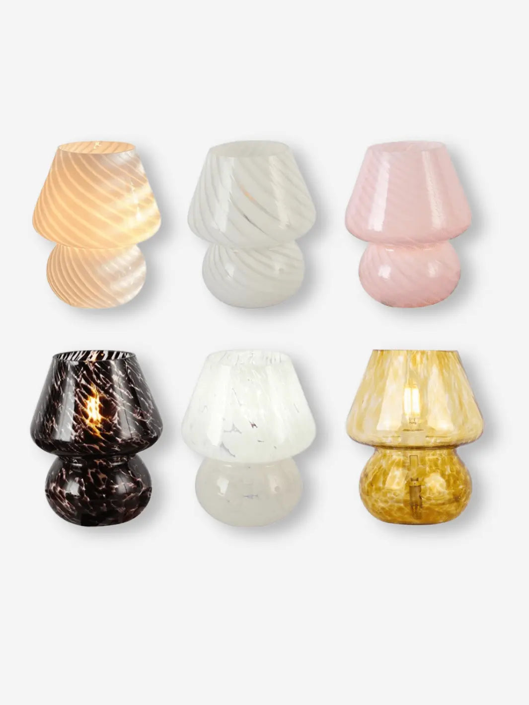 lampes de chevet champignon en verre plusieurs coloris mignonnes et cocooning