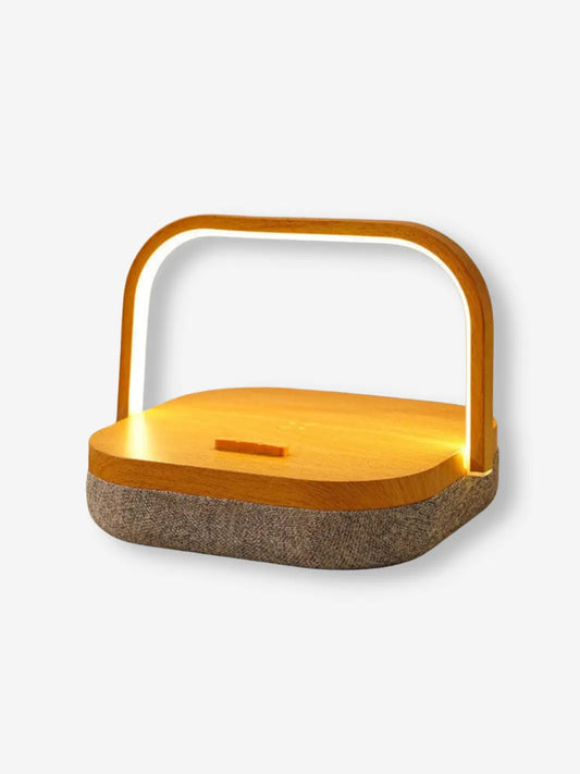 lampe de chevet connectee 3 en 1 bois