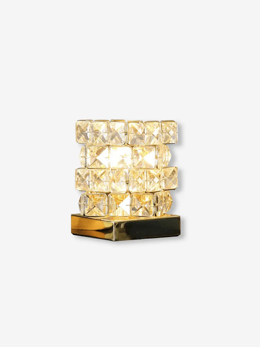 lampe de chevet cristal or en forme de cube glamour