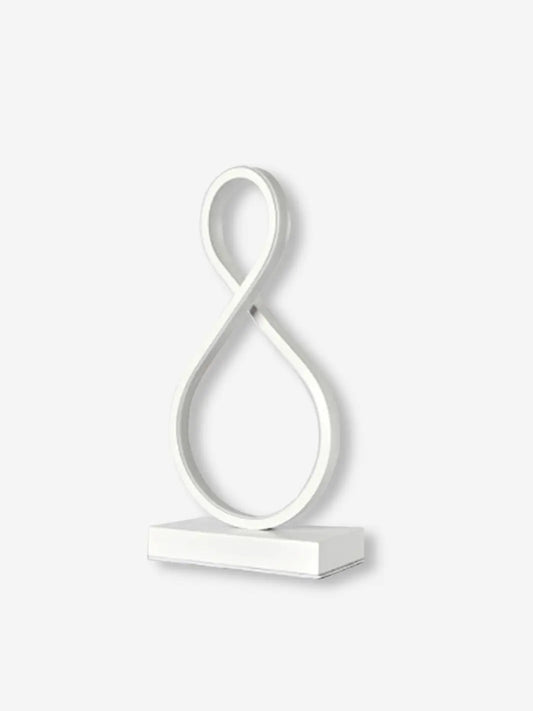 Lampe de chevet LED design original et moderne formant un huit de couleur blanche 