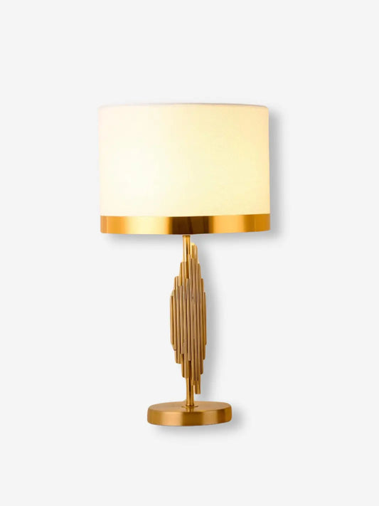 Lampe de chevet de luxe dorée avec abat-jour blanc
