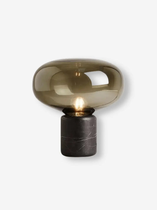 lampe de chevet en marbre noir avec abat jour ambre fumee
