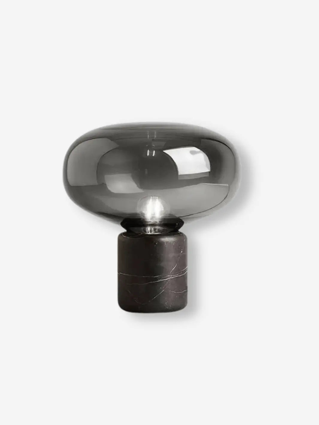 lampe de chevet en marbre chic et design avec abat jour gris fumee 