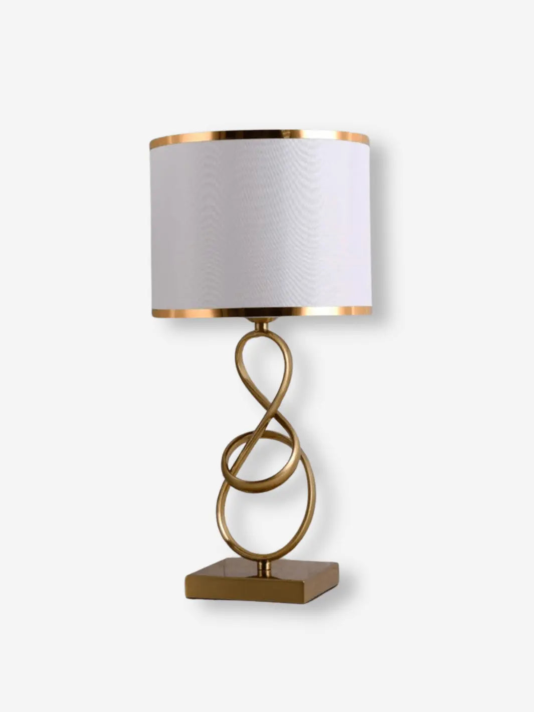 lampe de chevet originale design et moderne abat jour blanc et pied carre or