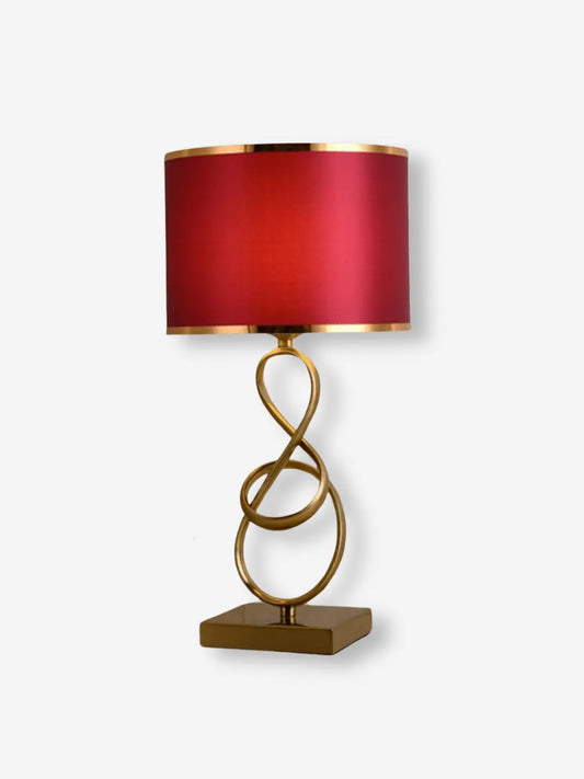 lampe de chevet design originale abat jour rouge pied dore
