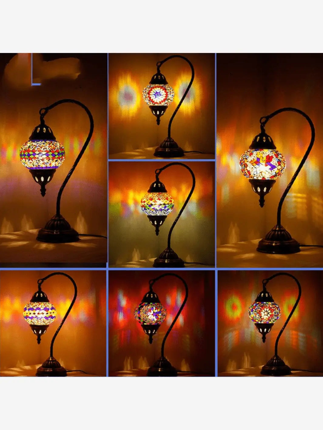 lampes de chevet mosaiques allumees rappelant les couleurs de l orient