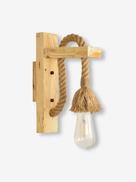 Lampe de chevet murale en bois et en corde