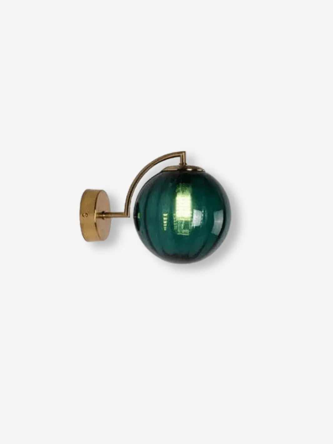 lampe de chevet murale moderne et design avec socle couleur or et bulle lumineuse vert sapin