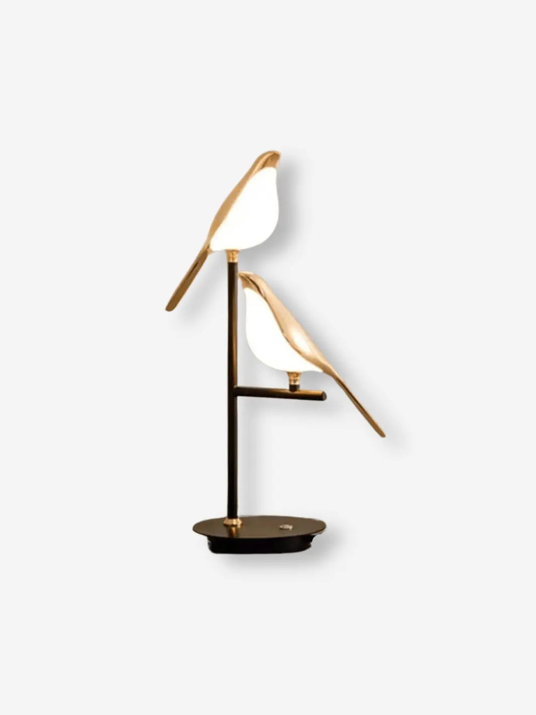 lampe de chevet representant deux oiseaux dores perches sur une branche
