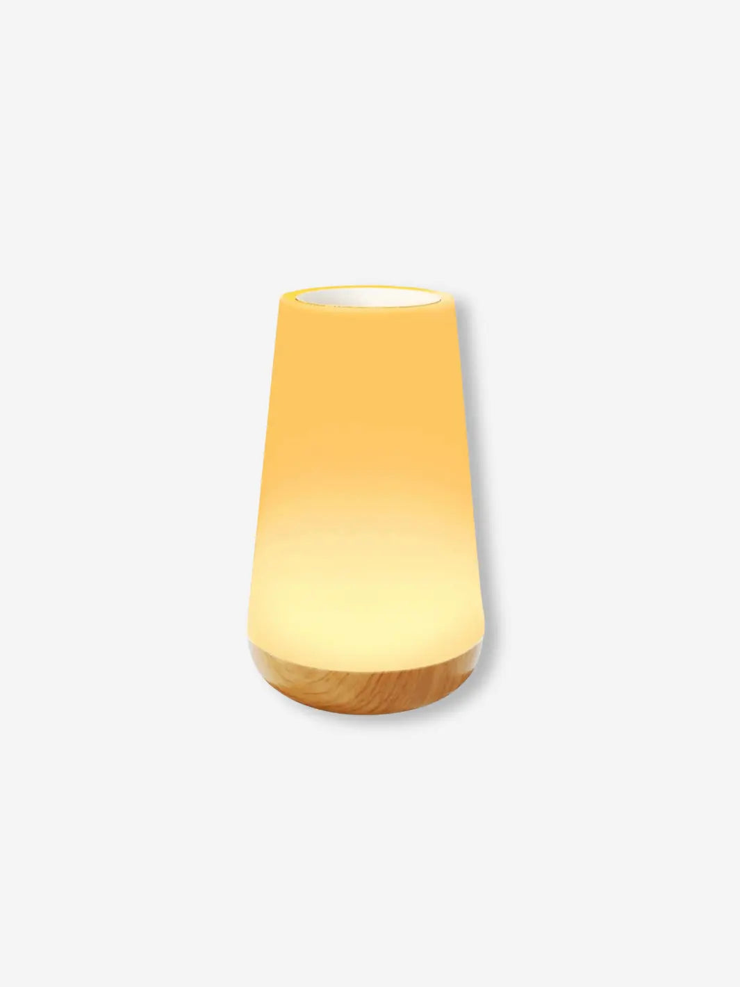 lampe de chevet connectee rechargeable et multicolore avec base en bois