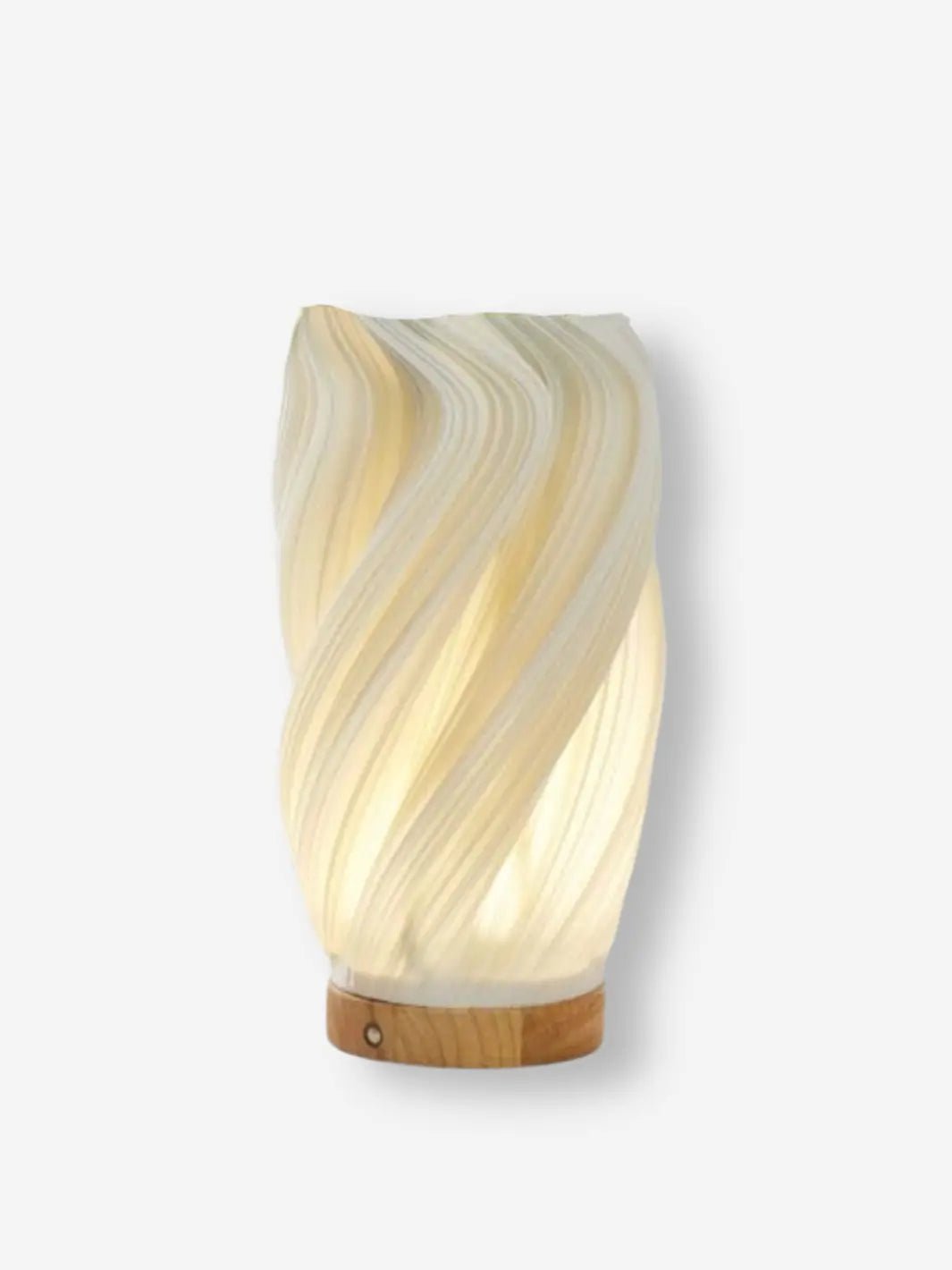 lampe de chevet qui fait vase aux motifs modernes avec socle en bois