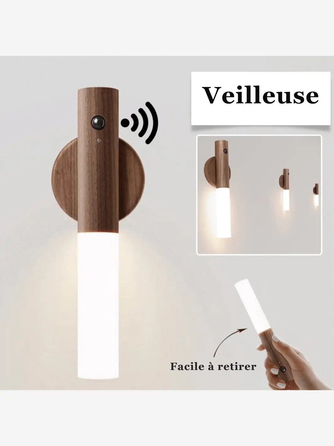 Praticité de la lampe de chevet sans fil magnétique qui est facile à retirer et sert de veilleuse