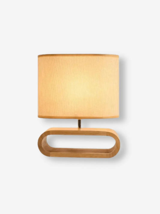 lampe de chevet scandinave avec abat jour en tissu et socle en bois clair moderne et cozy