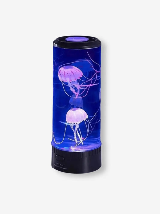 lampe de chevet transparente qui s allume en bleu et a l interieur danse des meduses