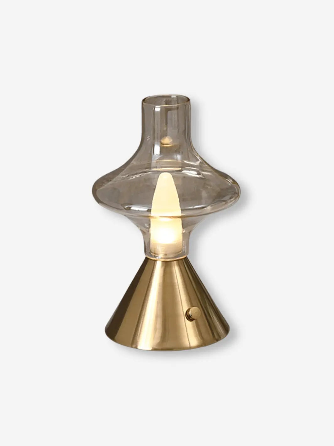 lampe de chevet sans fil portable pratique doree aec abat jour fumee en verre